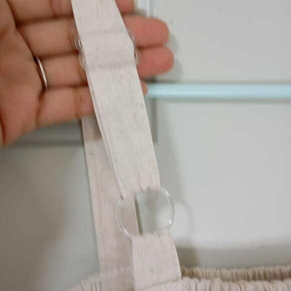 Magic Dress Womens Sleeveless Smocked  M Cotton/Linen Blend Beige & Red - Picture 8 of 10